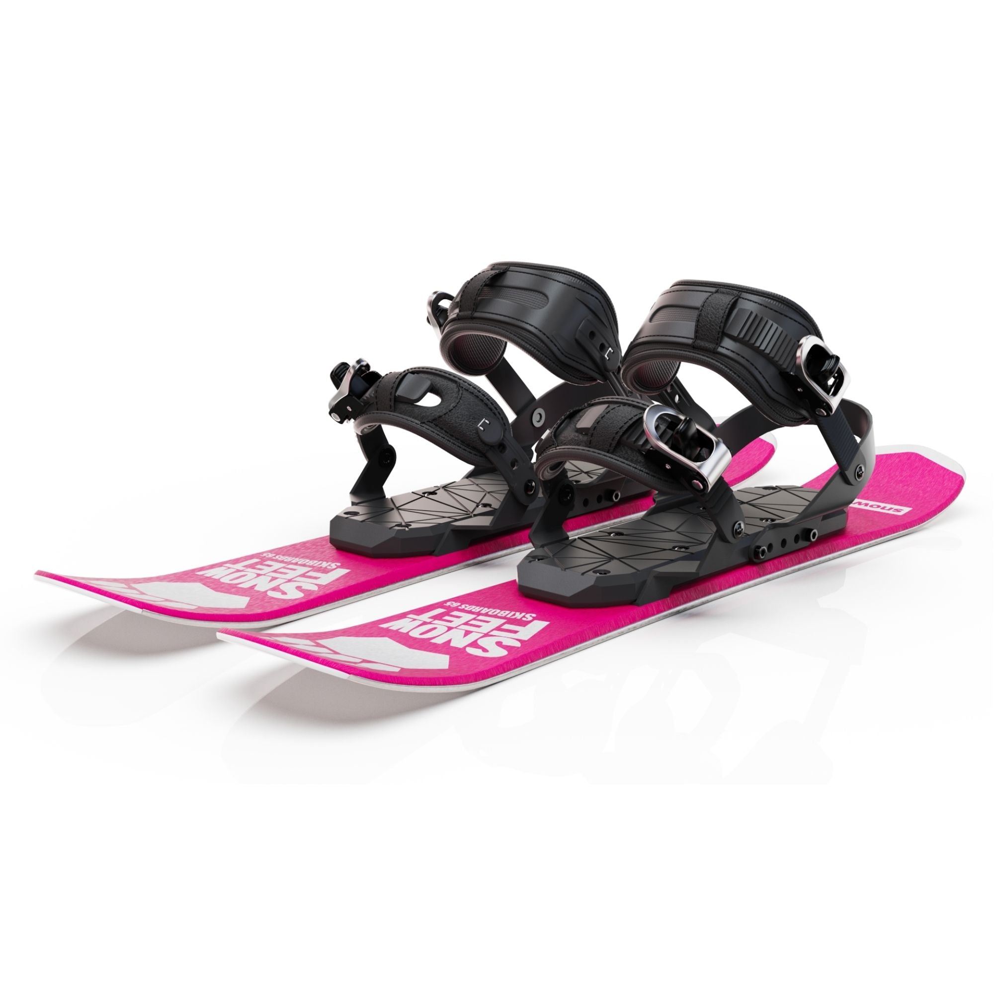 snowfeet-snowblades-bindings-for-snowboard-boots-black-skiboards-shortski-pink