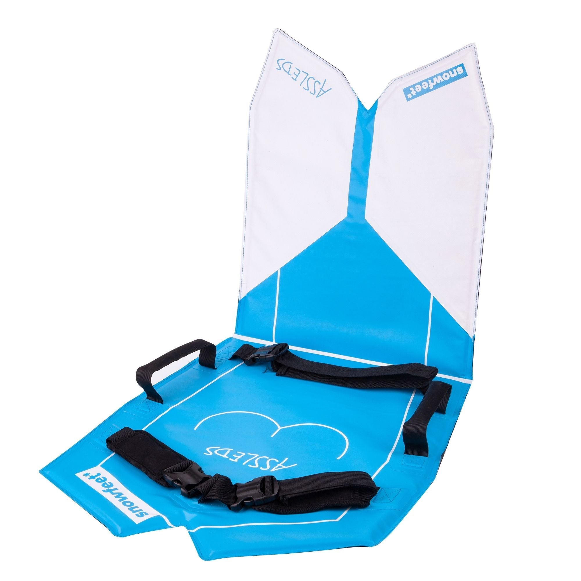 Assled - Wearable Foldable Snow Sled - Sledge for Adults and Kids - by Snowfeet Blue